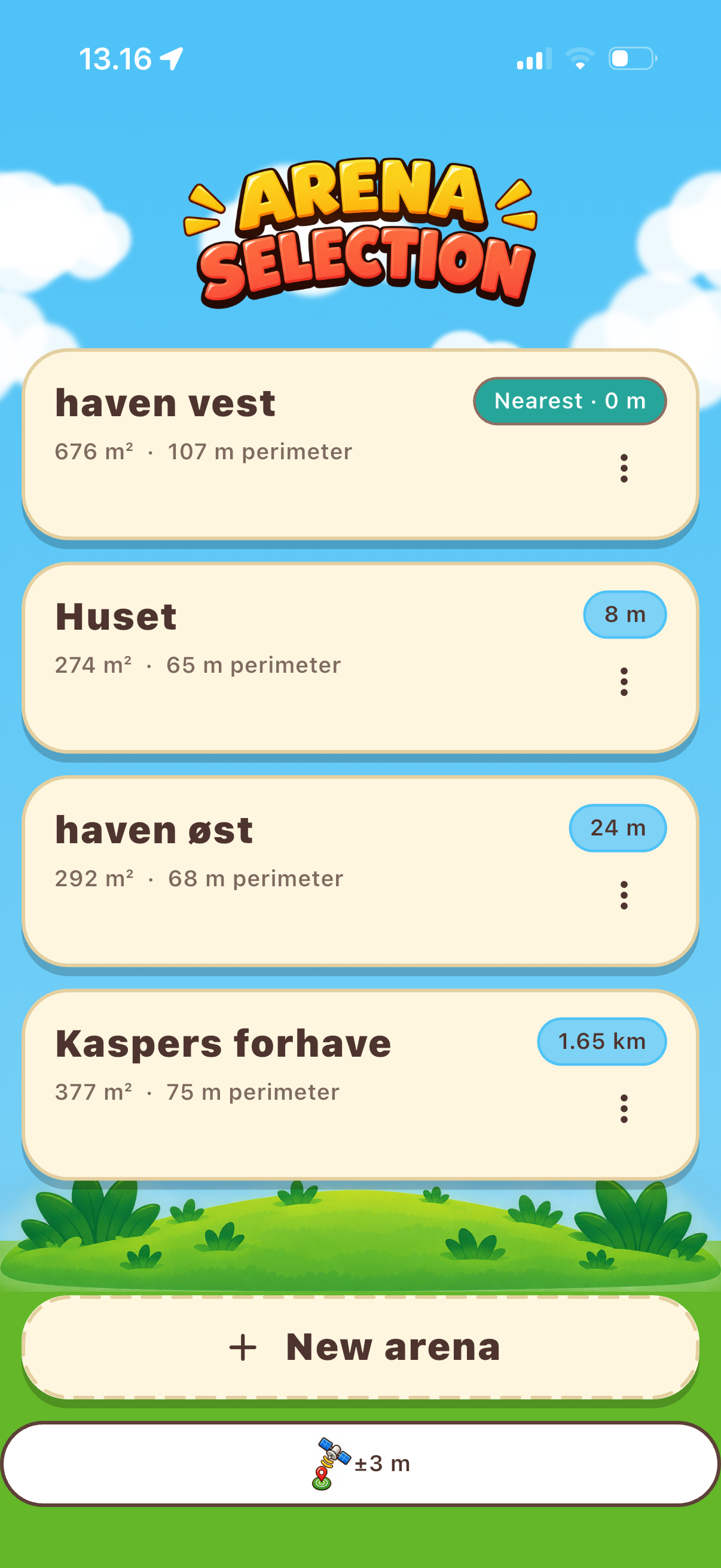 Game home screen with a mole and game options